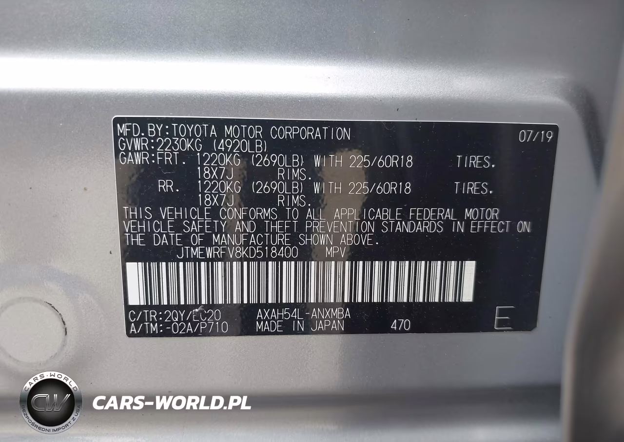 2019 Toyota Rav4 Hybrid Xse VIN:JTMEWRFV8KD518400 - 9