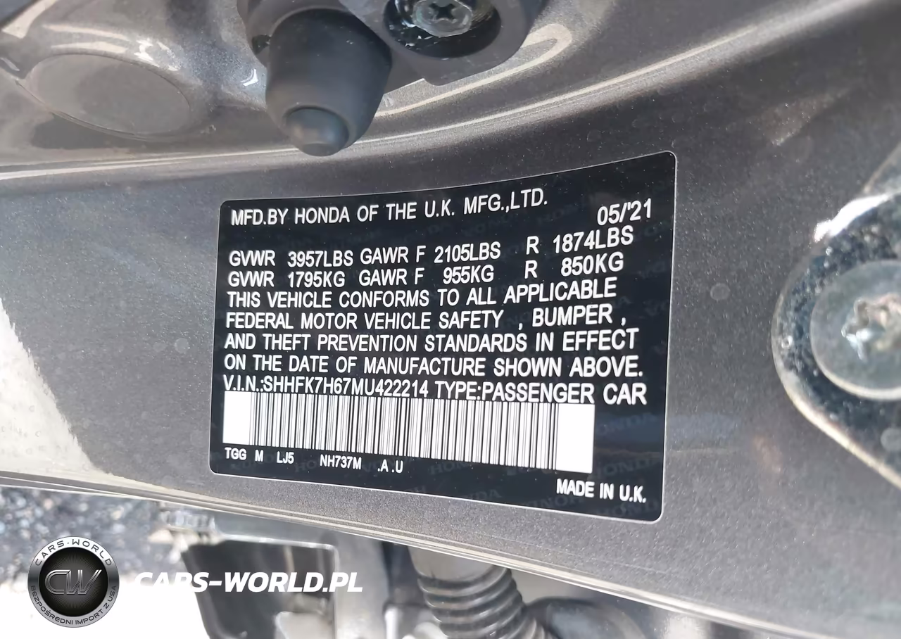 2021 Honda Civic Ex VIN:SHHFK7H67MU422214 - 9