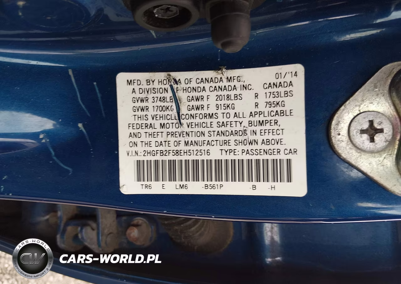 2014 Honda Civic Lx VIN:2HGFB2F58EH512516 - 9