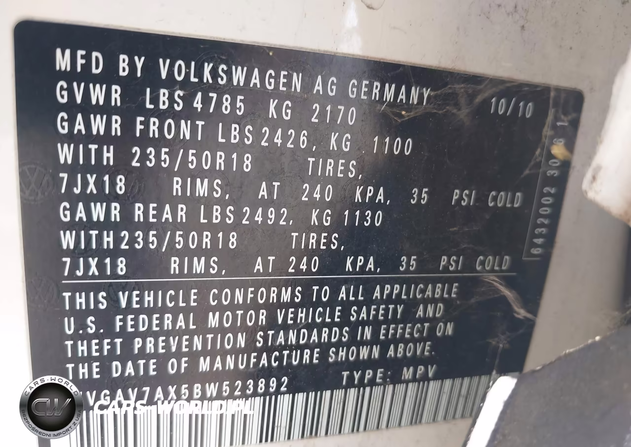 2011 Volkswagen Tiguan Se VIN:WVGAV7AX5BW523892 - 9