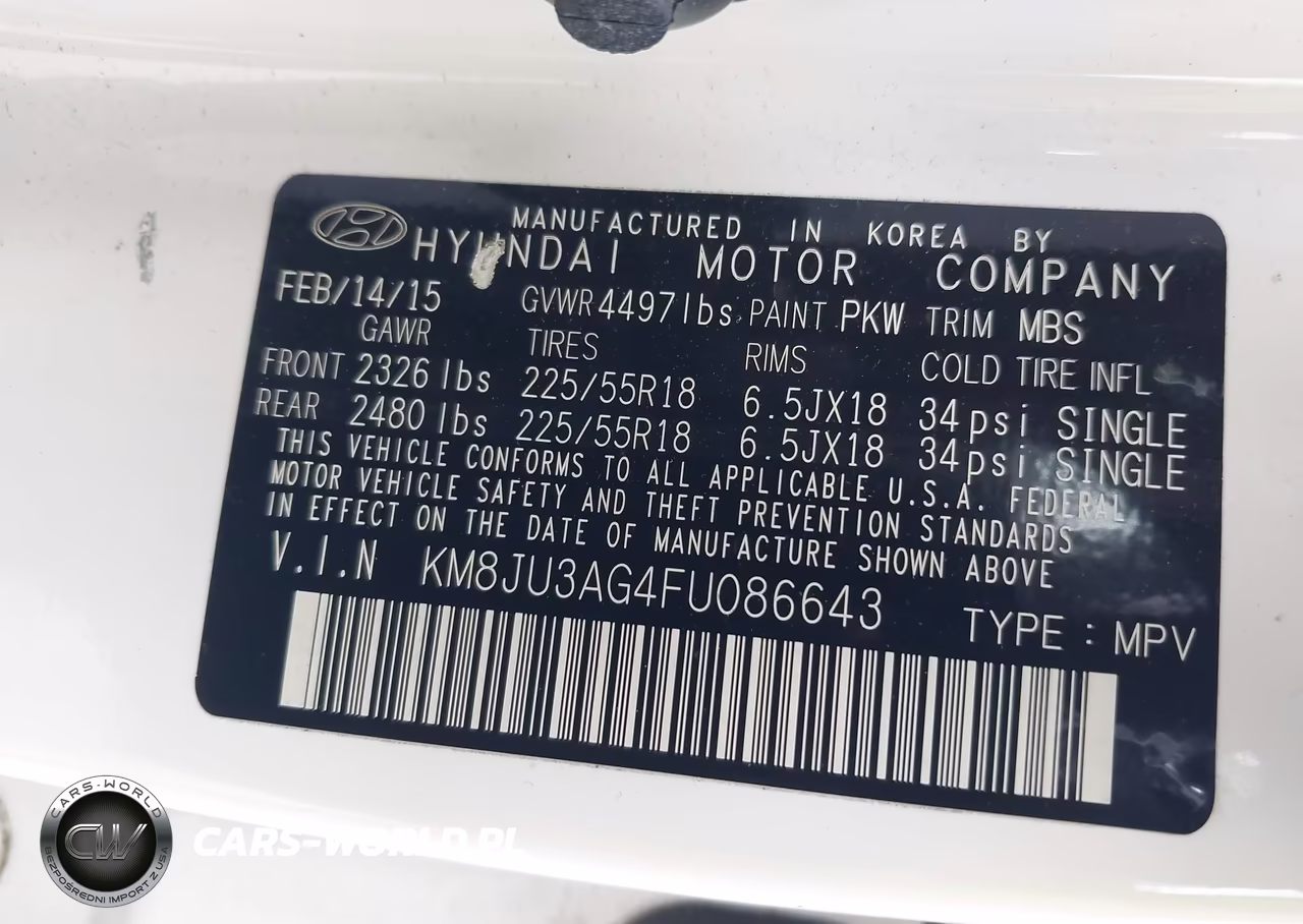 2015 Hyundai Tucson Limited VIN:KM8JU3AG4FU086643 - 9