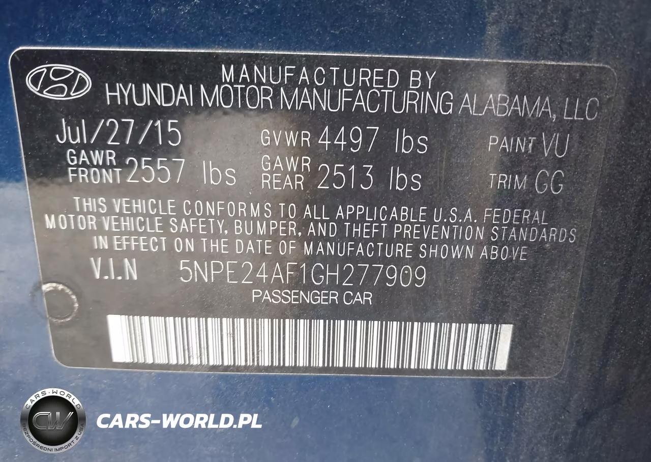 2016 Hyundai Sonata Se VIN:5NPE24AF1GH277909 - 9