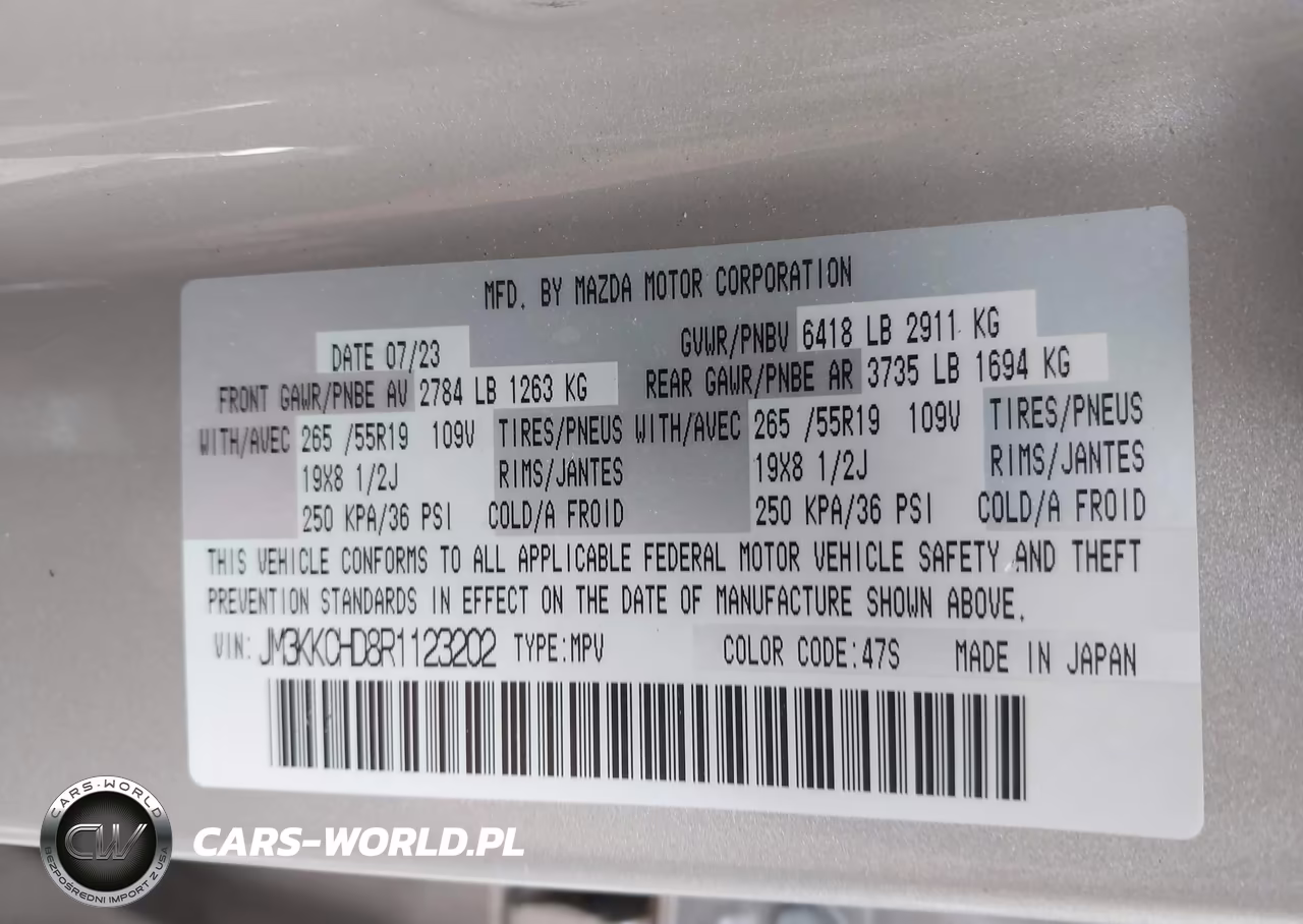 2024 Mazda Cx-90 3.3 Turbo Preferred Plus VIN:JM3KKCHD8R1123202 - 9