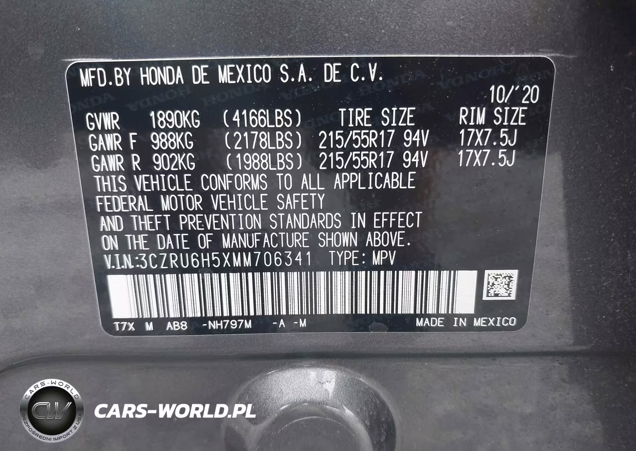 2021 Honda Hr-V Awd Ex VIN:3CZRU6H5XMM706341 - 9