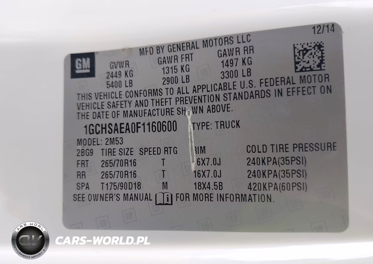 2015 Chevrolet Colorado Wt VIN:1GCHSAEA0F1160600 - 9