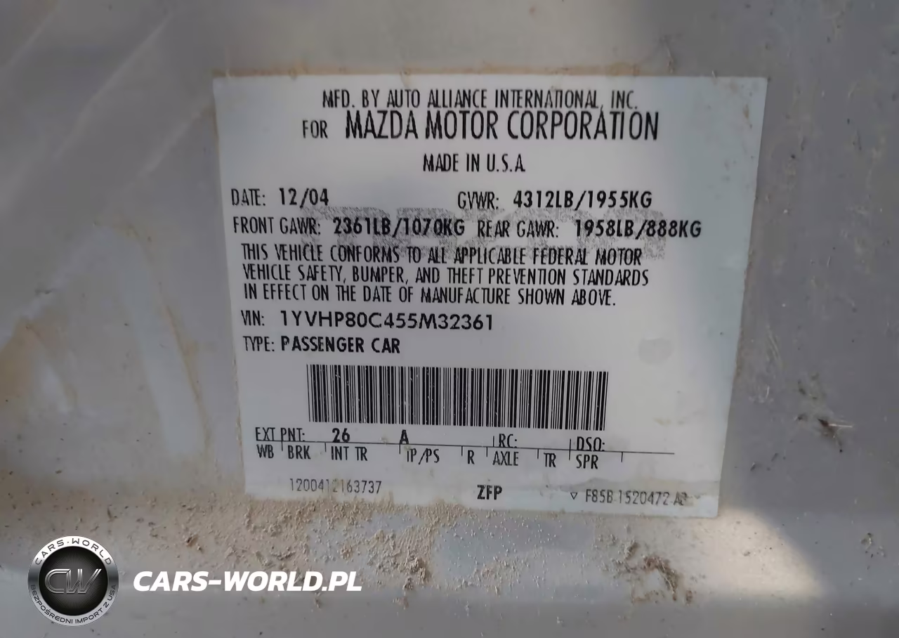 2005 Mazda 6 I VIN:1YVHP80C455M32361 - 9