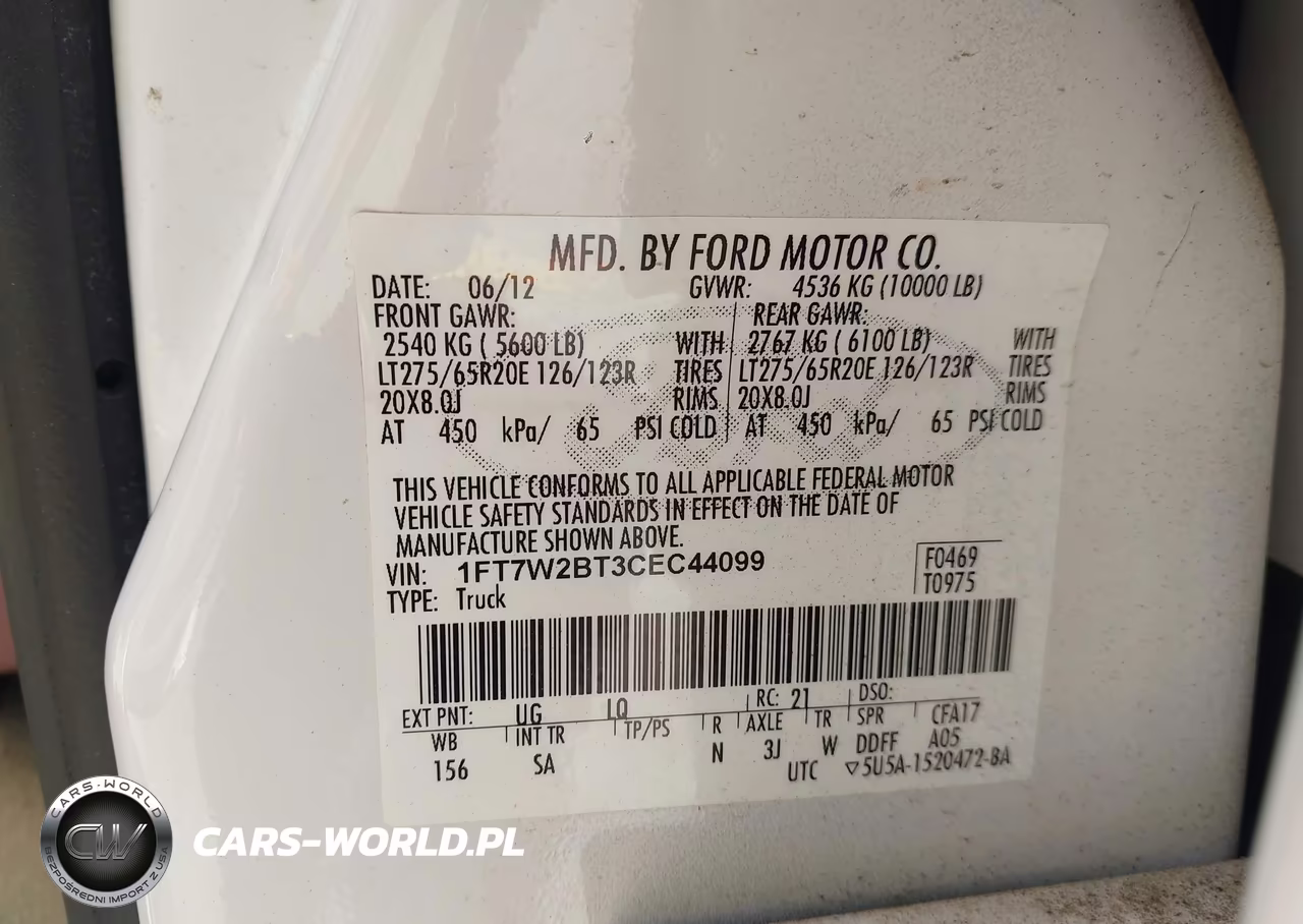 2012 Ford F250 Super Duty VIN:1FT7W2BT3CEC44099 - 9