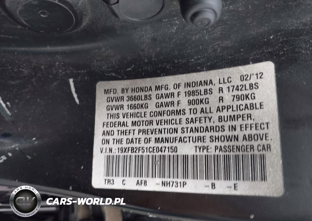 2012 Honda Civic Lx VIN:19XFB2F51CE047150 - 9