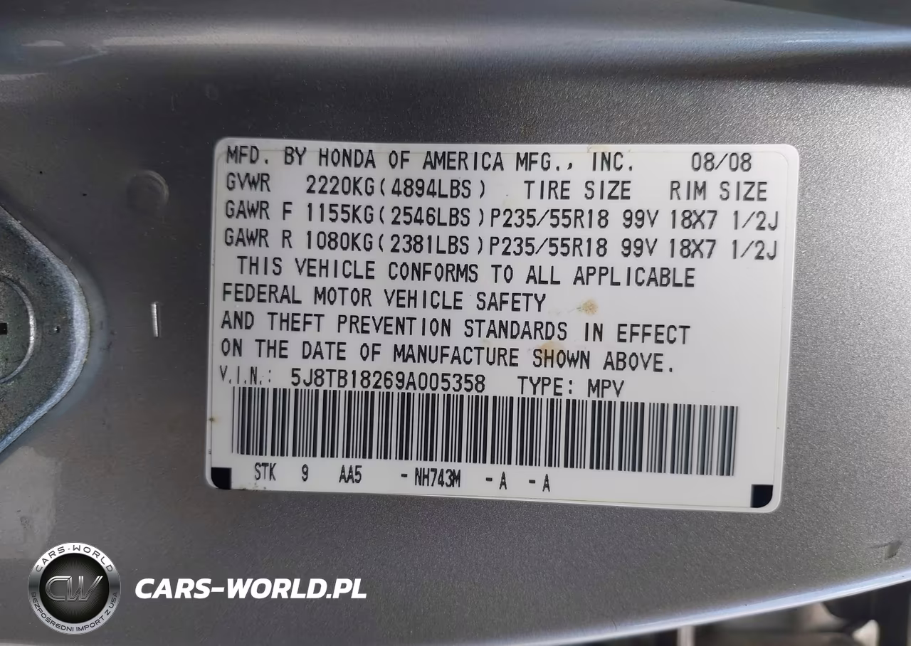 2009 Acura Rdx VIN:5J8TB18269A005358 - 9