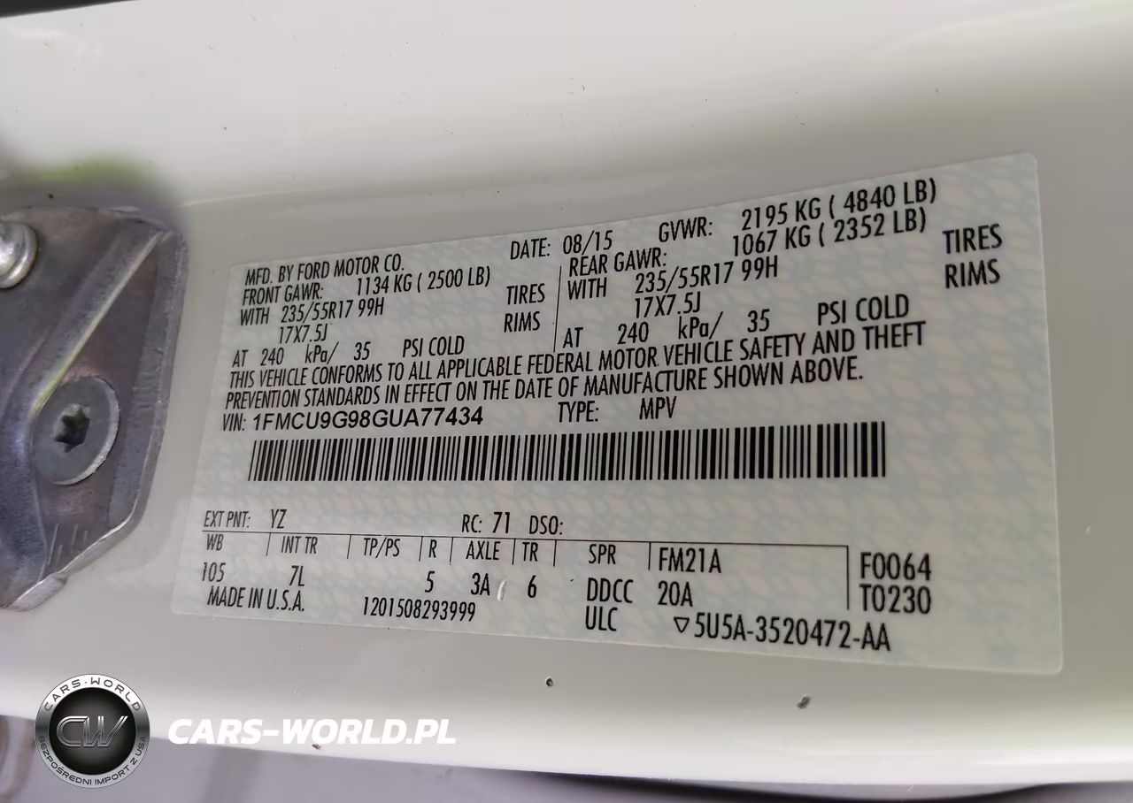 2016 Ford Escape Se VIN:1FMCU9G98GUA77434 - 9