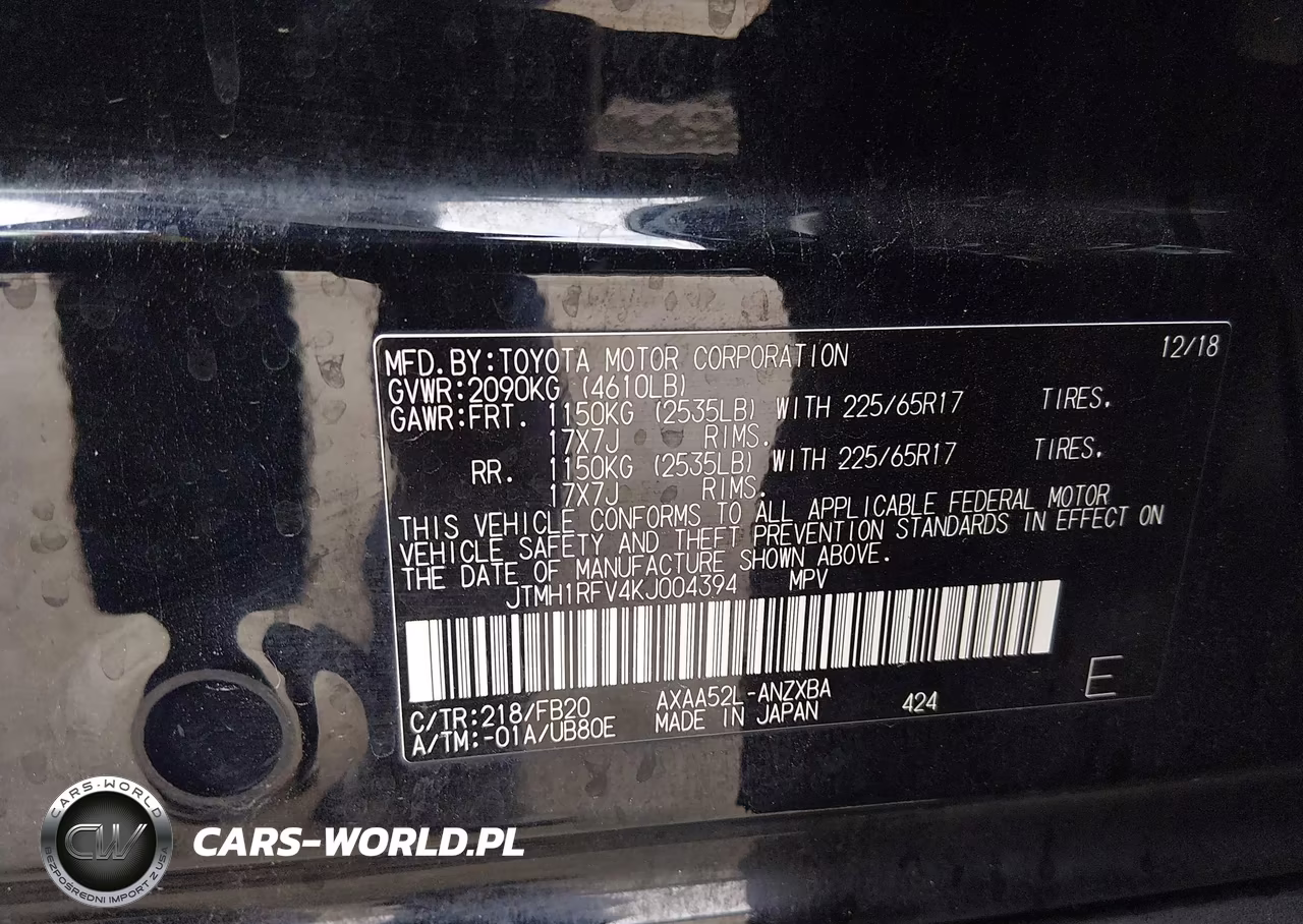 2019 Toyota Rav4 Le VIN:JTMH1RFV4KJ004394 - 9