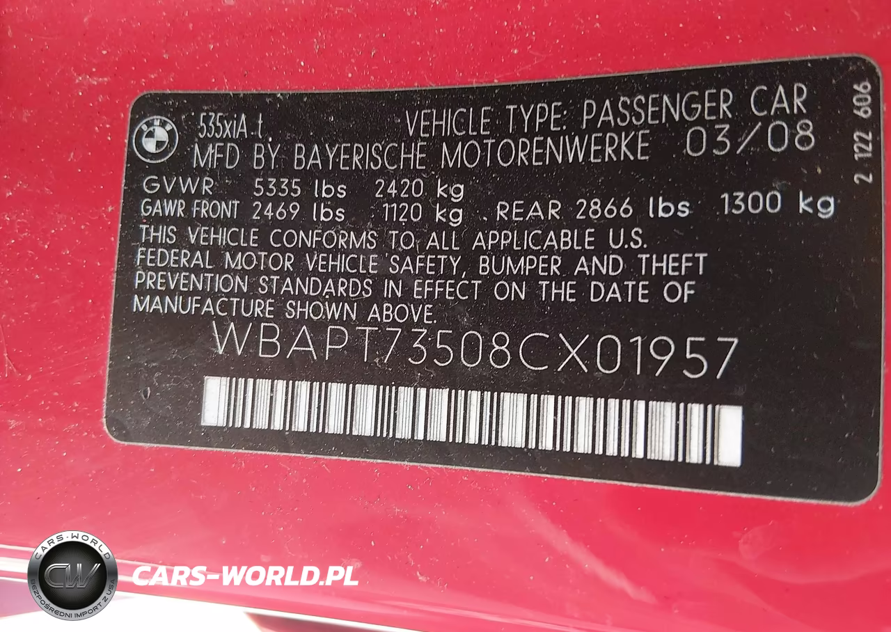 2008 BMW 535Xi VIN:WBAPT73508CX01957 - 9