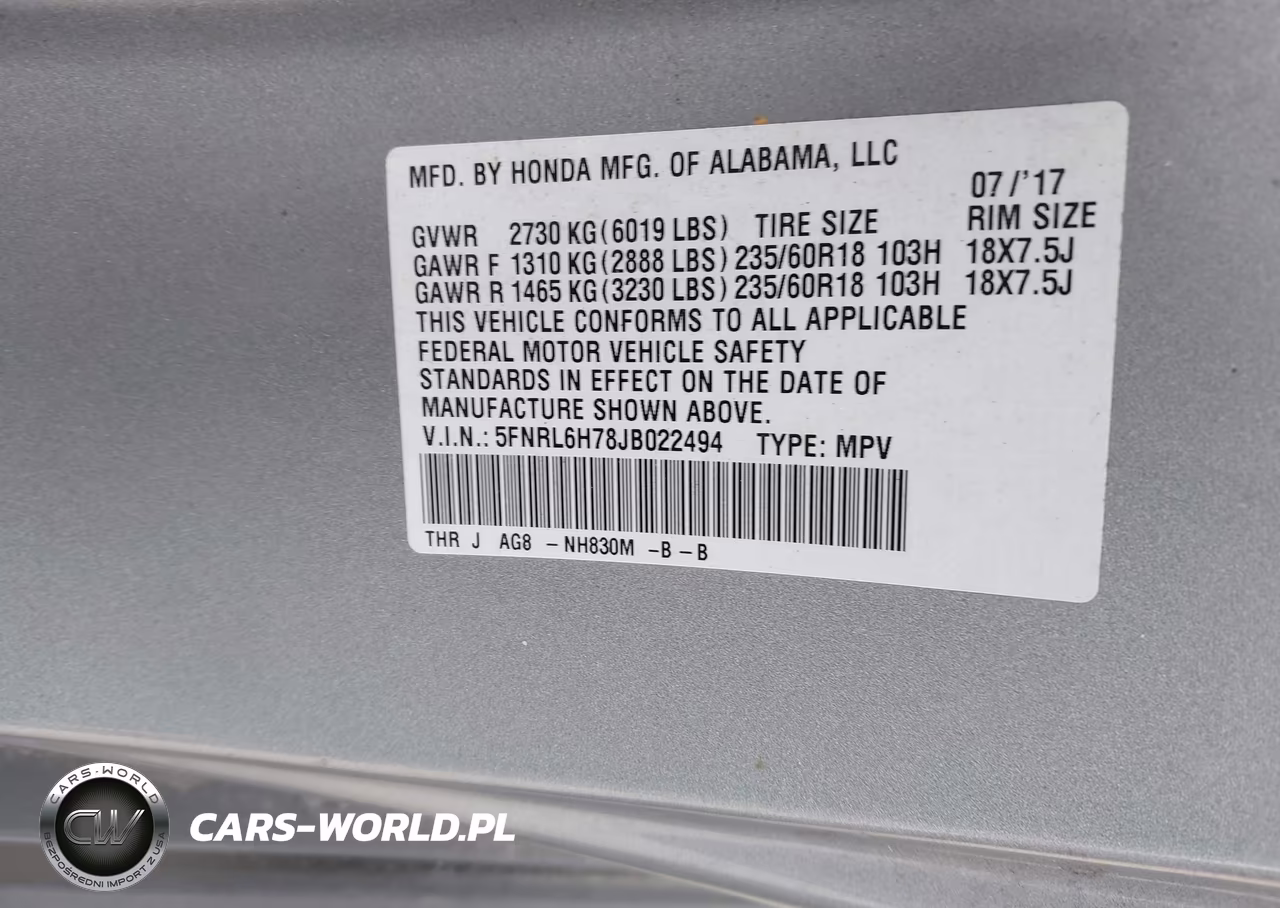2018 Honda Odyssey Ex-L VIN:5FNRL6H78JB022494 - 9