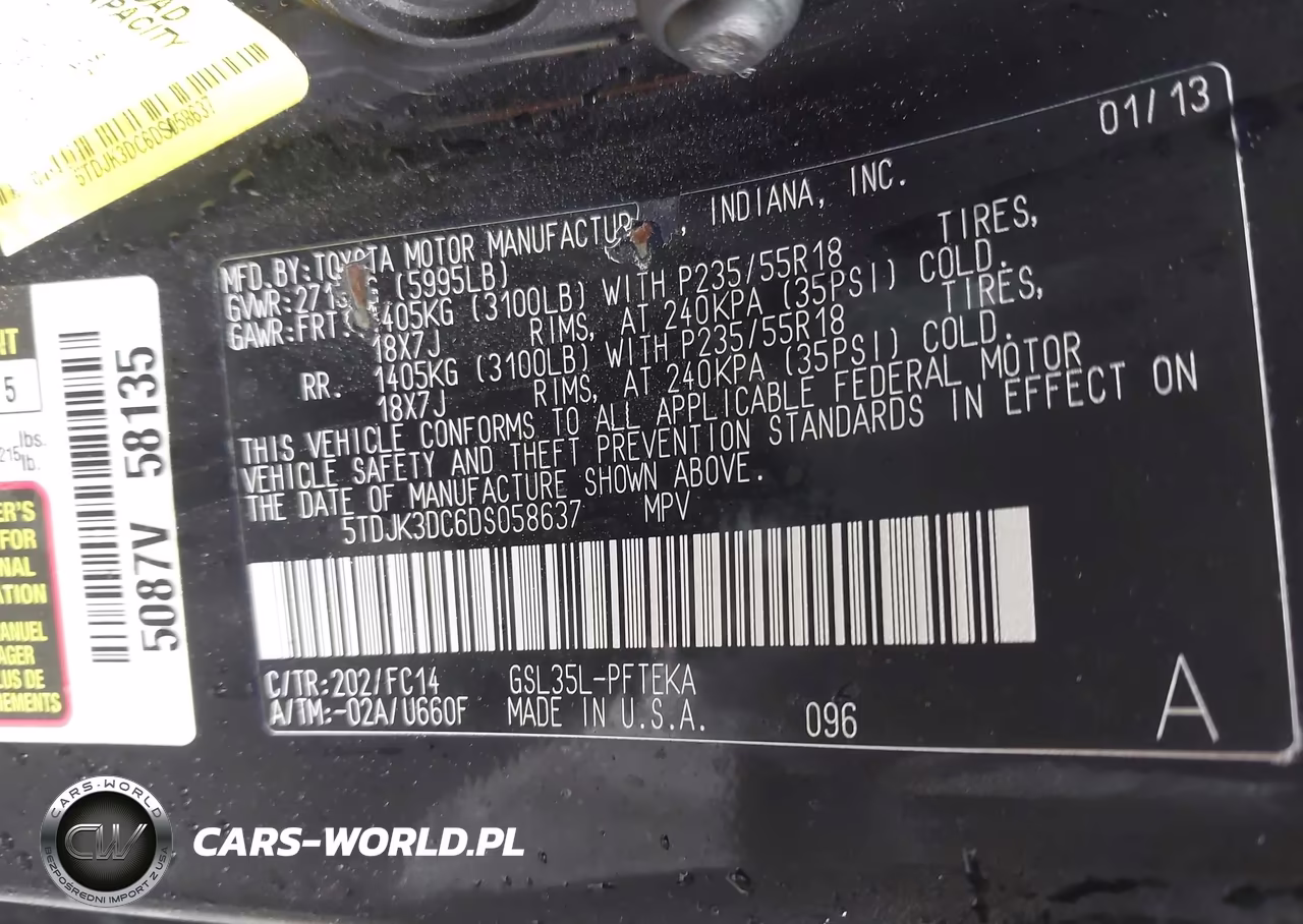 2013 Toyota Sienna Le 7 Passenger VIN:5TDJK3DC6DS058637 - 9