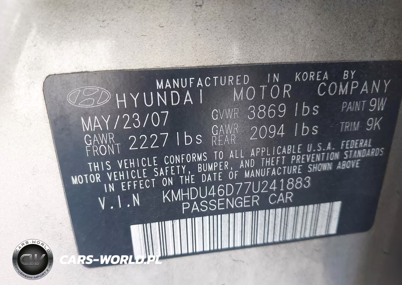 2007 Hyundai Elantra Gls-Limited-Se VIN:KMHDU46D77U241883 - 9