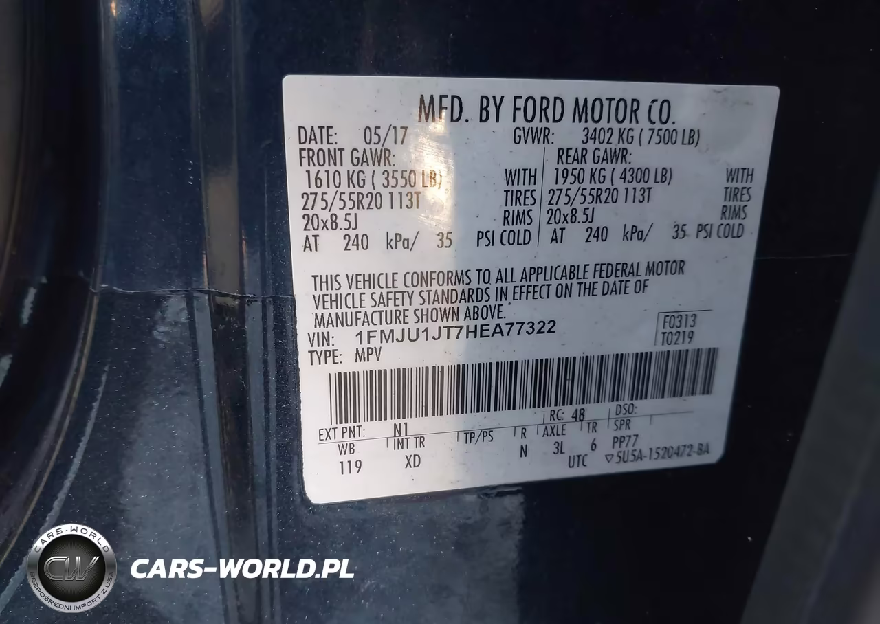 2017 Ford Expedition Xlt VIN:1FMJU1JT7HEA77322 - 9