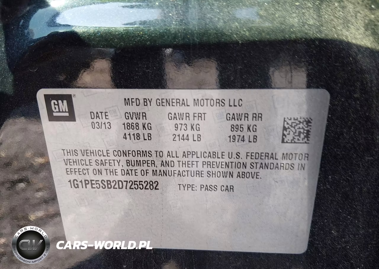 2013 Chevrolet Cruze 2Lt Auto VIN:1G1PE5SB2D7255282 - 9