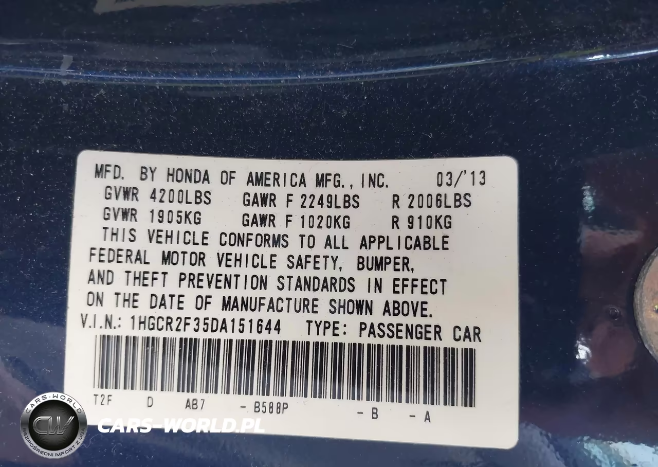 2013 Honda Accord Lx VIN:1HGCR2F35DA151644 - 9