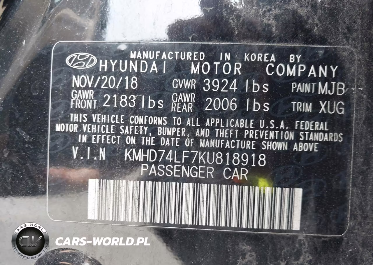 2019 Hyundai Elantra Se VIN:KMHD74LF7KU818918 - 9