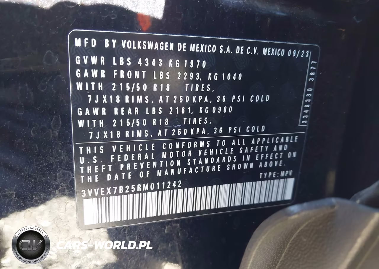 2024 Volkswagen Taos 1.5T Se VIN:3VVEX7B25RM011242 - 9