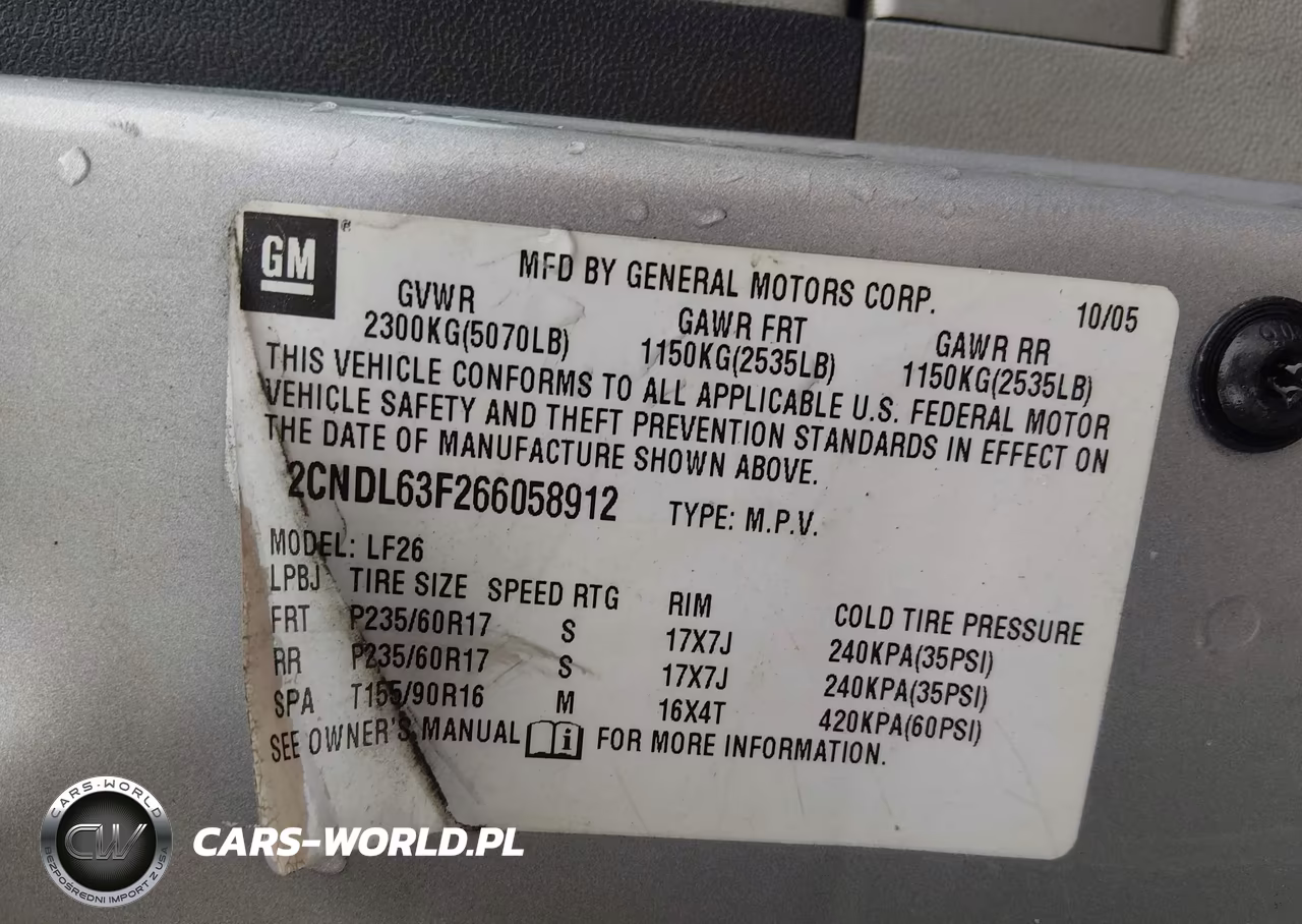 2006 Chevrolet Equinox Lt VIN:2CNDL63F266058912 - 9