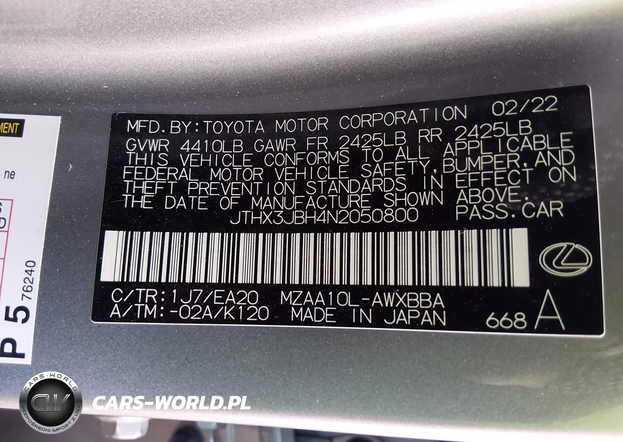 2022 Lexus Ux 200 VIN:JTHX3JBH4N2050800 - 9