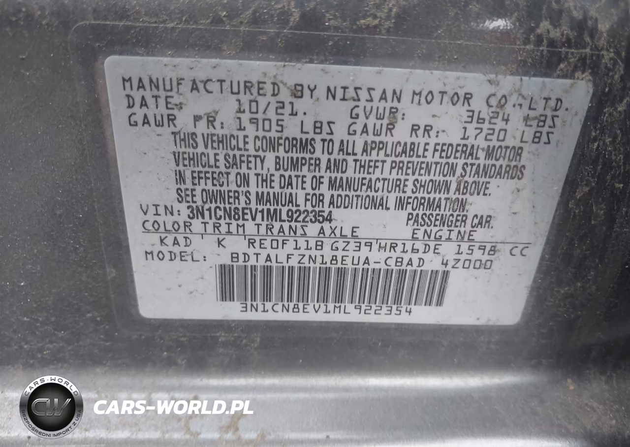 2021 Nissan Versa Sv VIN:3N1CN8EV1ML922354 - 8