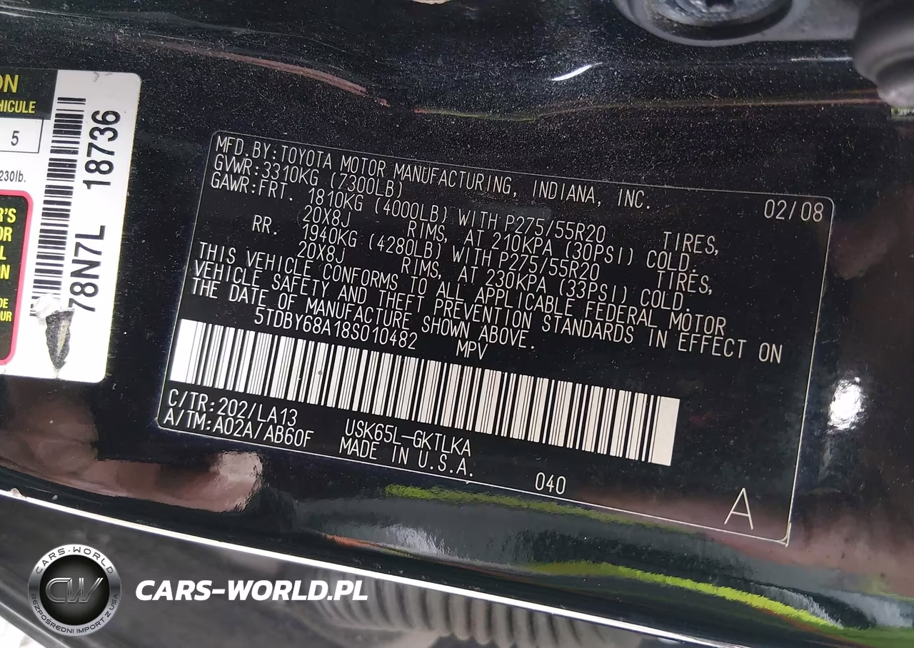 2008 Toyota Sequoia Limited 5.7L V8 VIN:5TDBY68A18S010482 - 9
