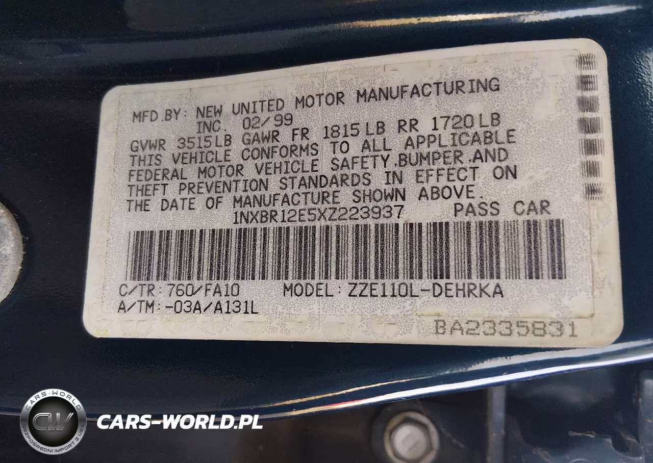 1999 Toyota Corolla Ve VIN:1NXBR12E5XZ223937 - 9