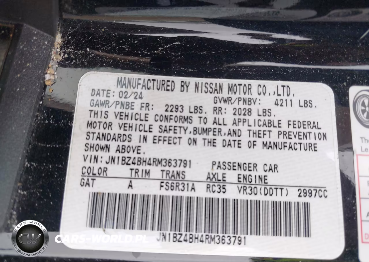 2024 Nissan Z Performance Manual VIN:JN1BZ4BH4RM363791 - 9