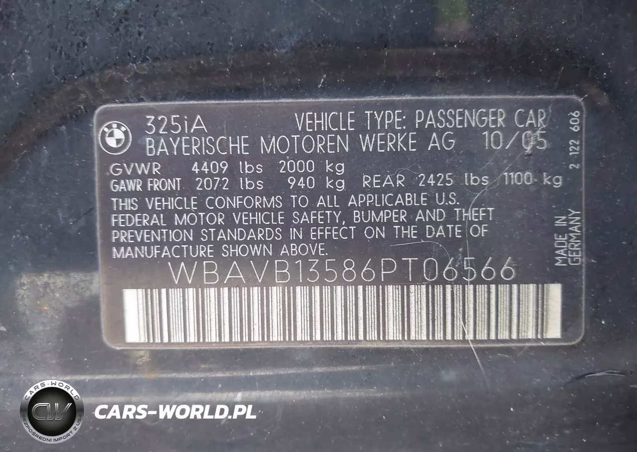2006 BMW 325I VIN:WBAVB13586PT06566 - 9