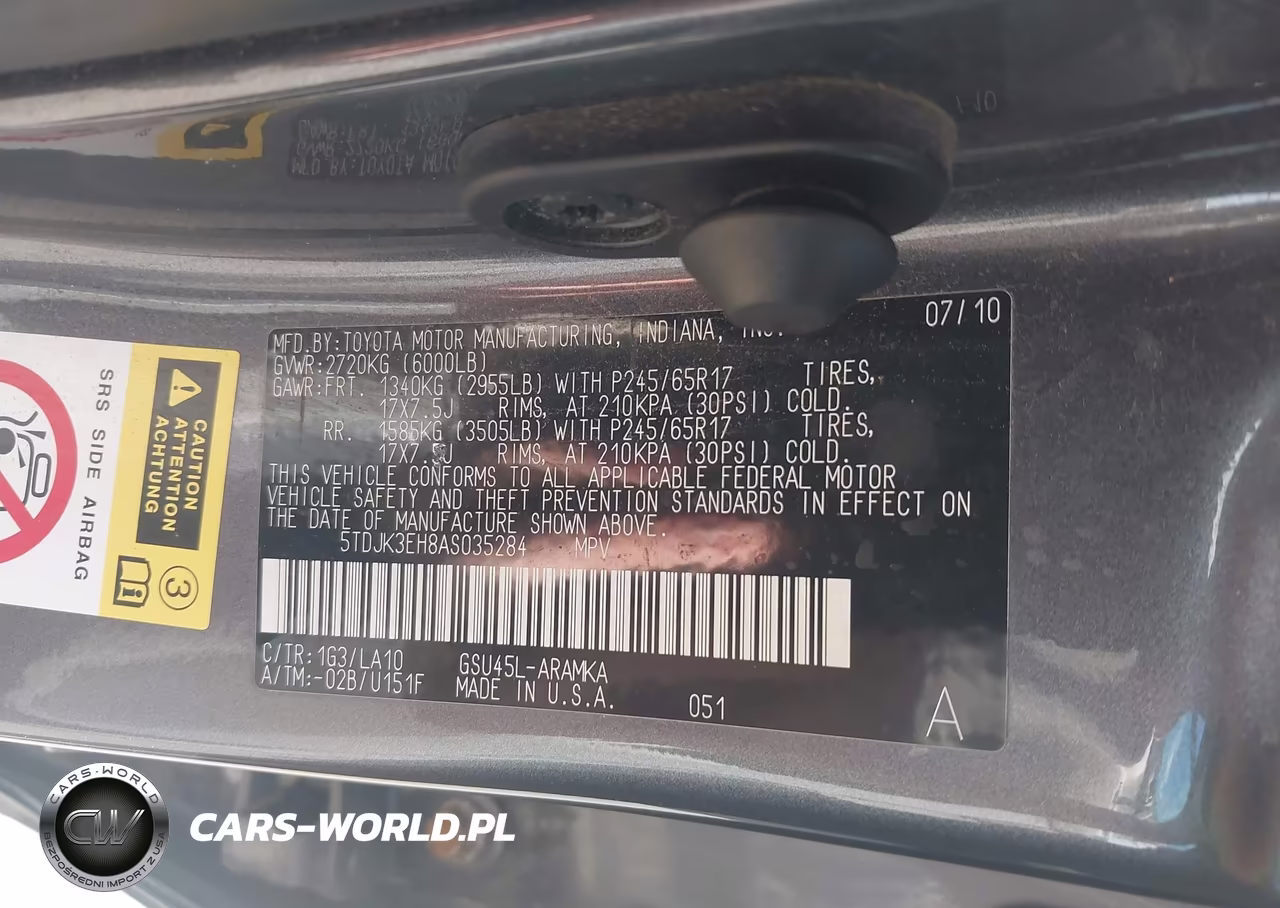 2010 Toyota Highlander Se V6 VIN:5TDJK3EH8AS035284 - 9