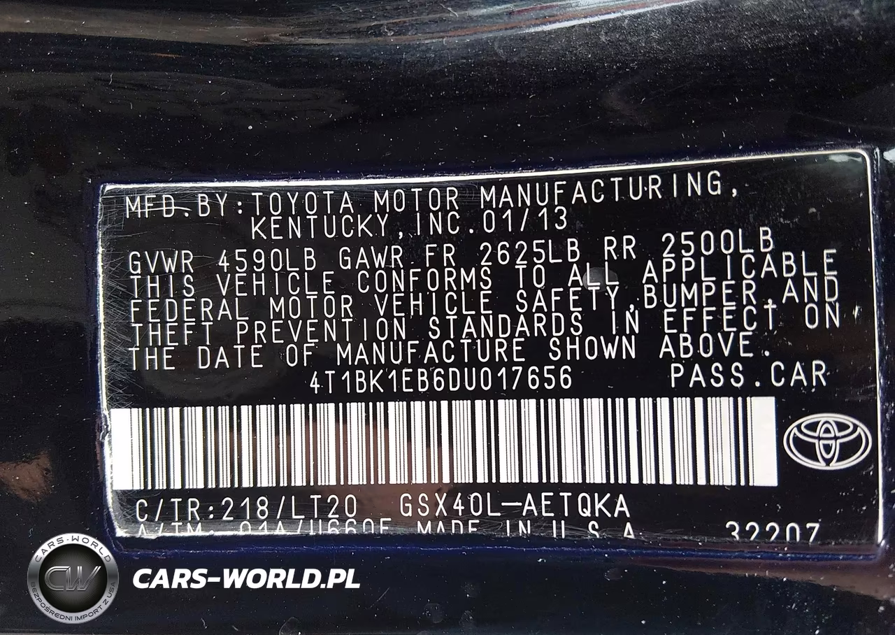 2013 Toyota Avalon Xle Touring VIN:4T1BK1EB6DU017656 - 9