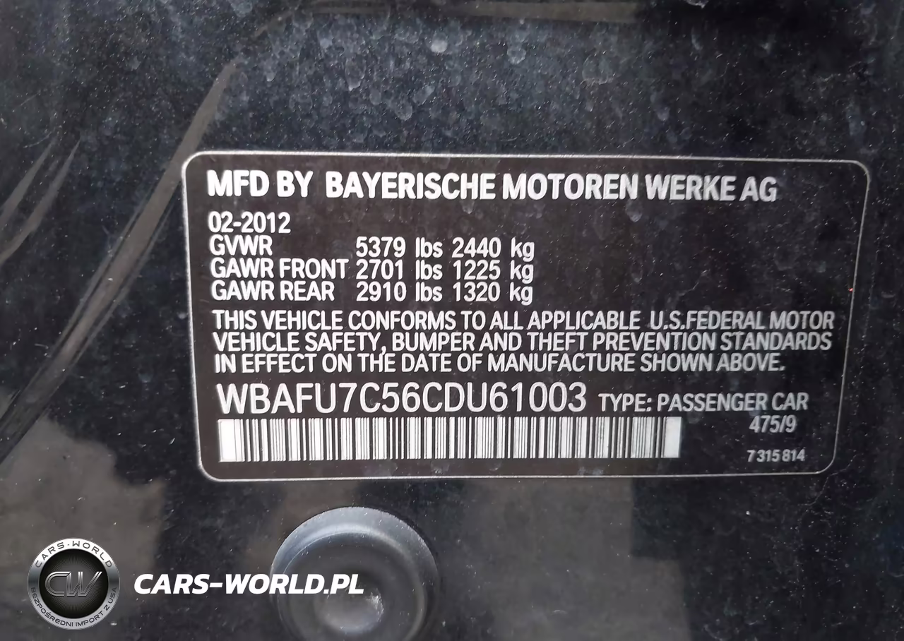 2012 BMW 535I xDrive VIN:WBAFU7C56CDU61003 - 9