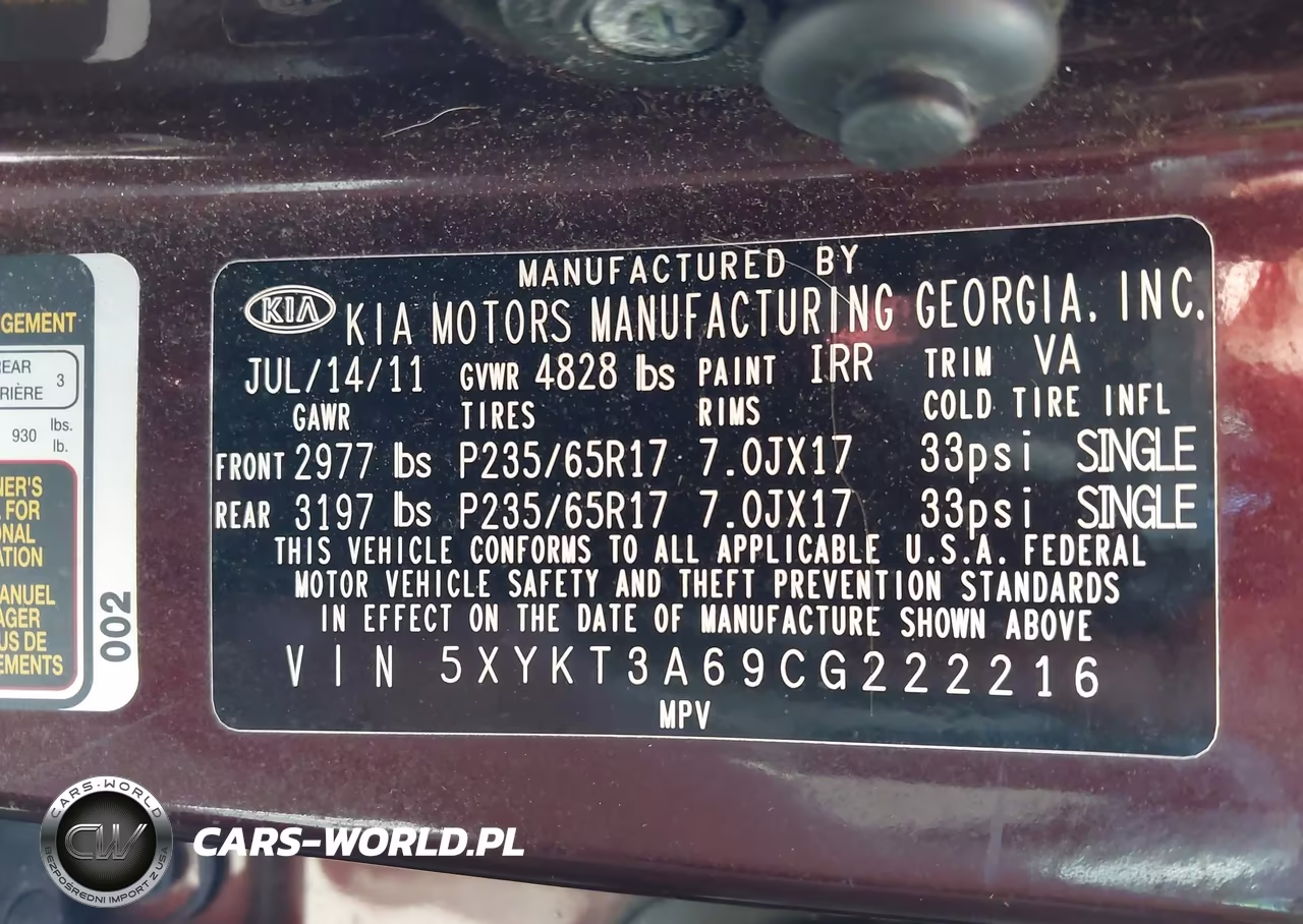 2012 Kia Sorento Lx VIN:5XYKT3A69CG222216 - 9