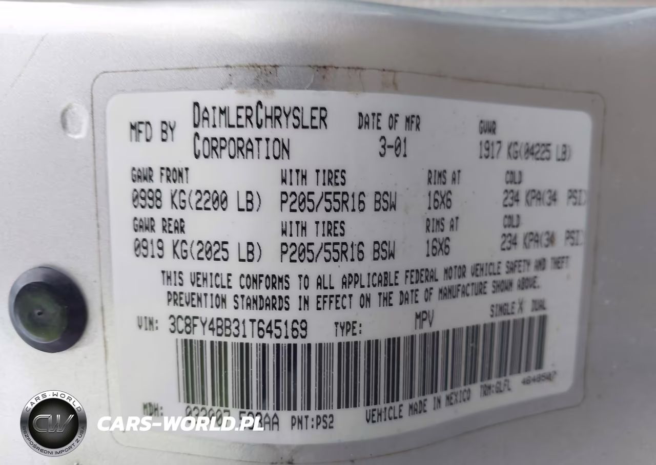 2001 Chrysler Pt Cruiser VIN:3C8FY4BB31T645169 - 9