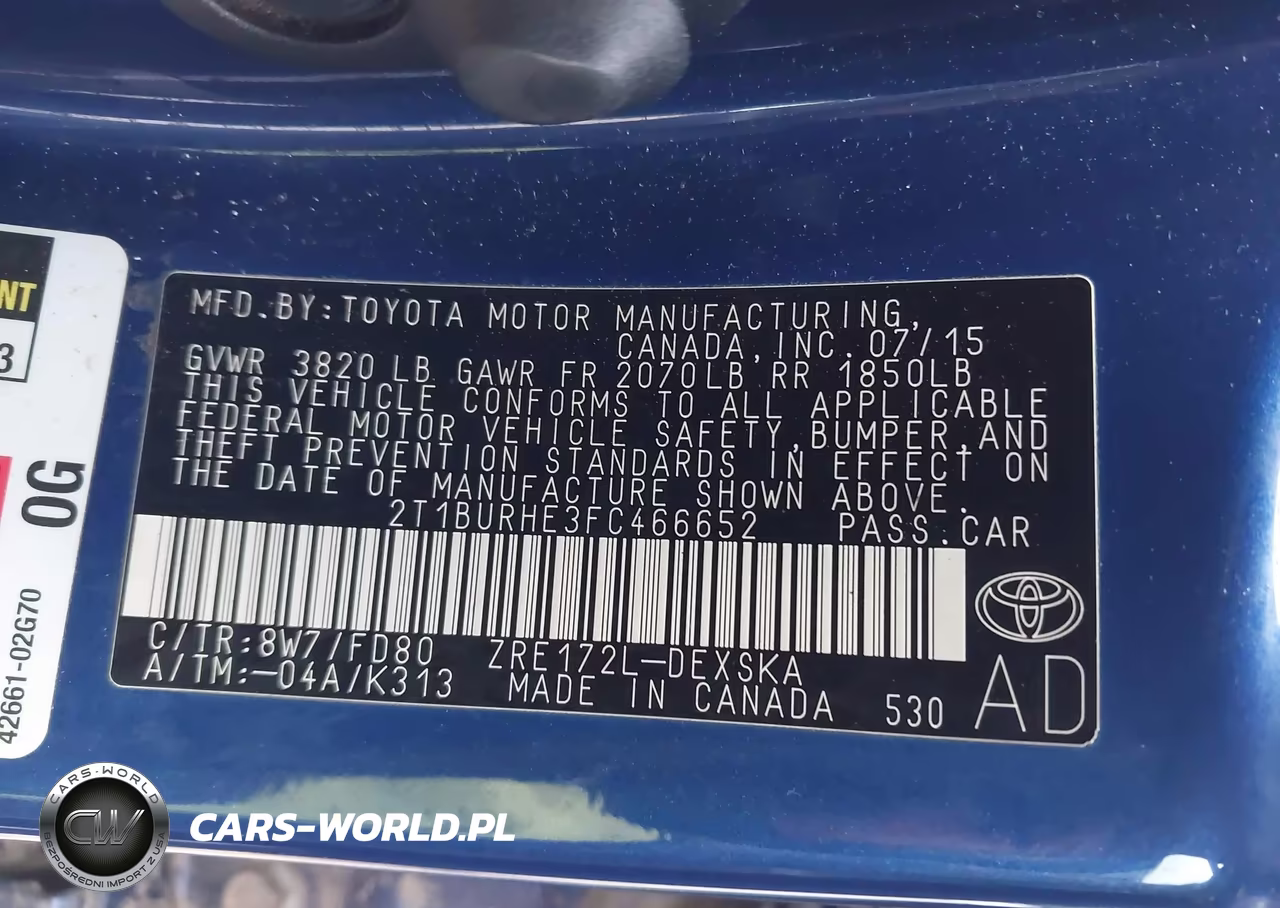 2015 Toyota Corolla S VIN:2T1BURHE3FC466652 - 9