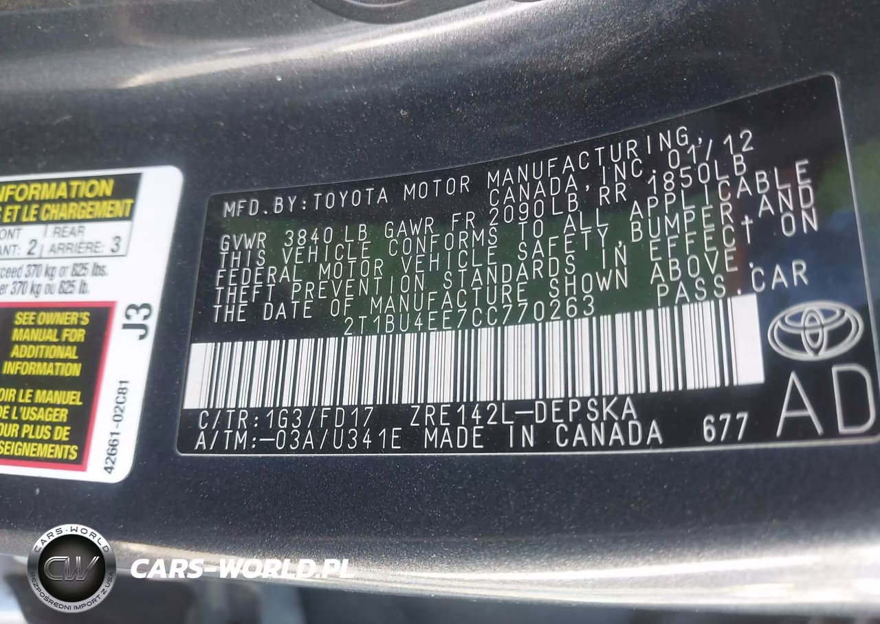 2012 Toyota Corolla S VIN:2T1BU4EE7CC770263 - 9