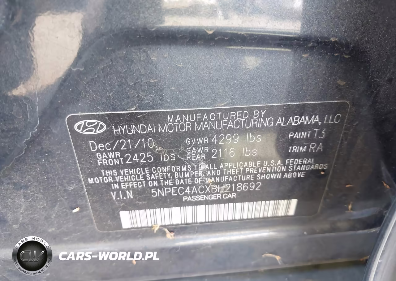 2011 Hyundai Sonata Limited VIN:5NPEC4ACXBH218692 - 9