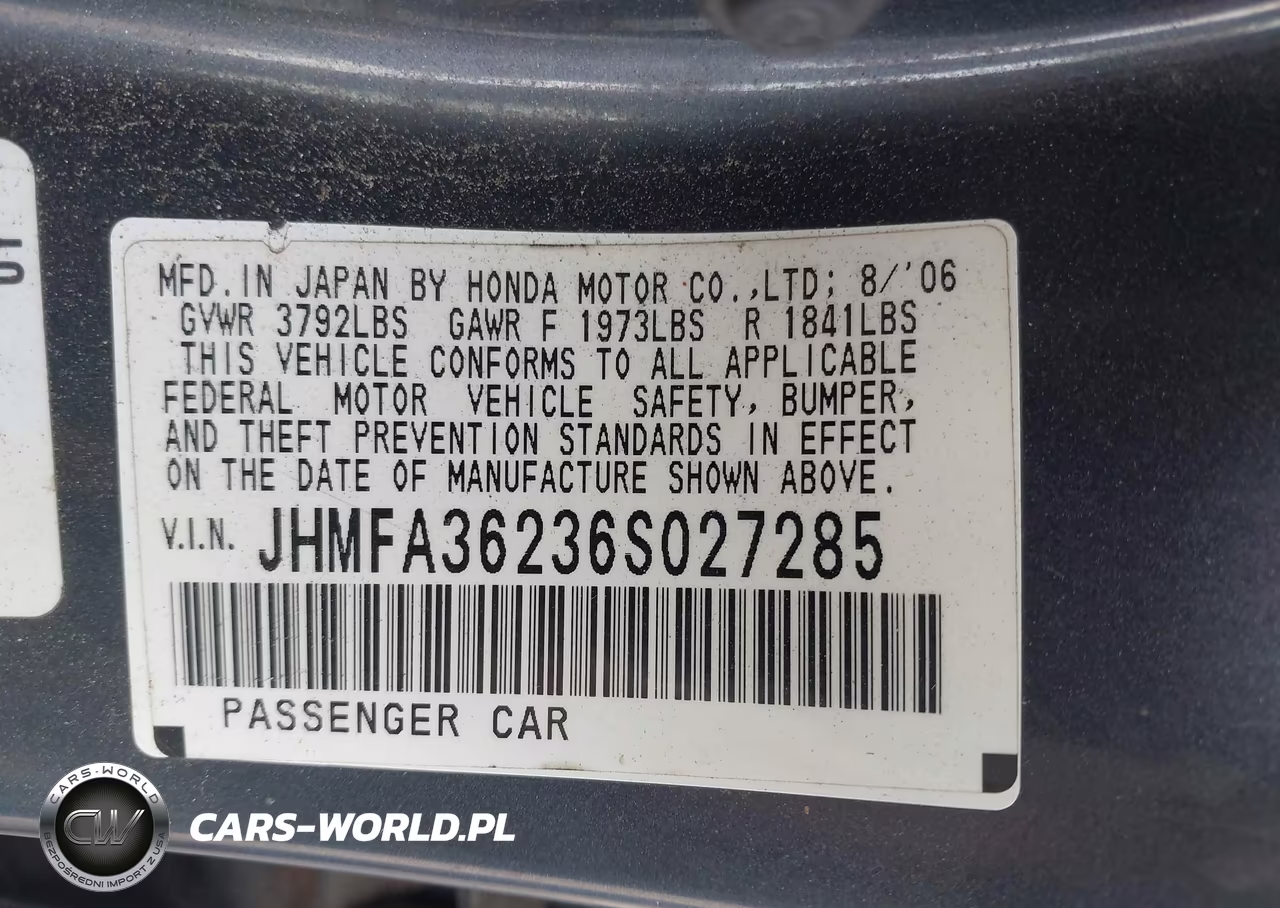 2006 Honda Civic Hybrid VIN:JHMFA36236S027285 - 9