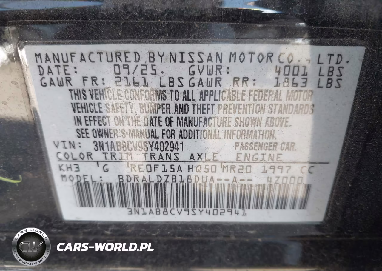 2025 Nissan Sentra Sv VIN:3N1AB8CV9SY402941 - 9