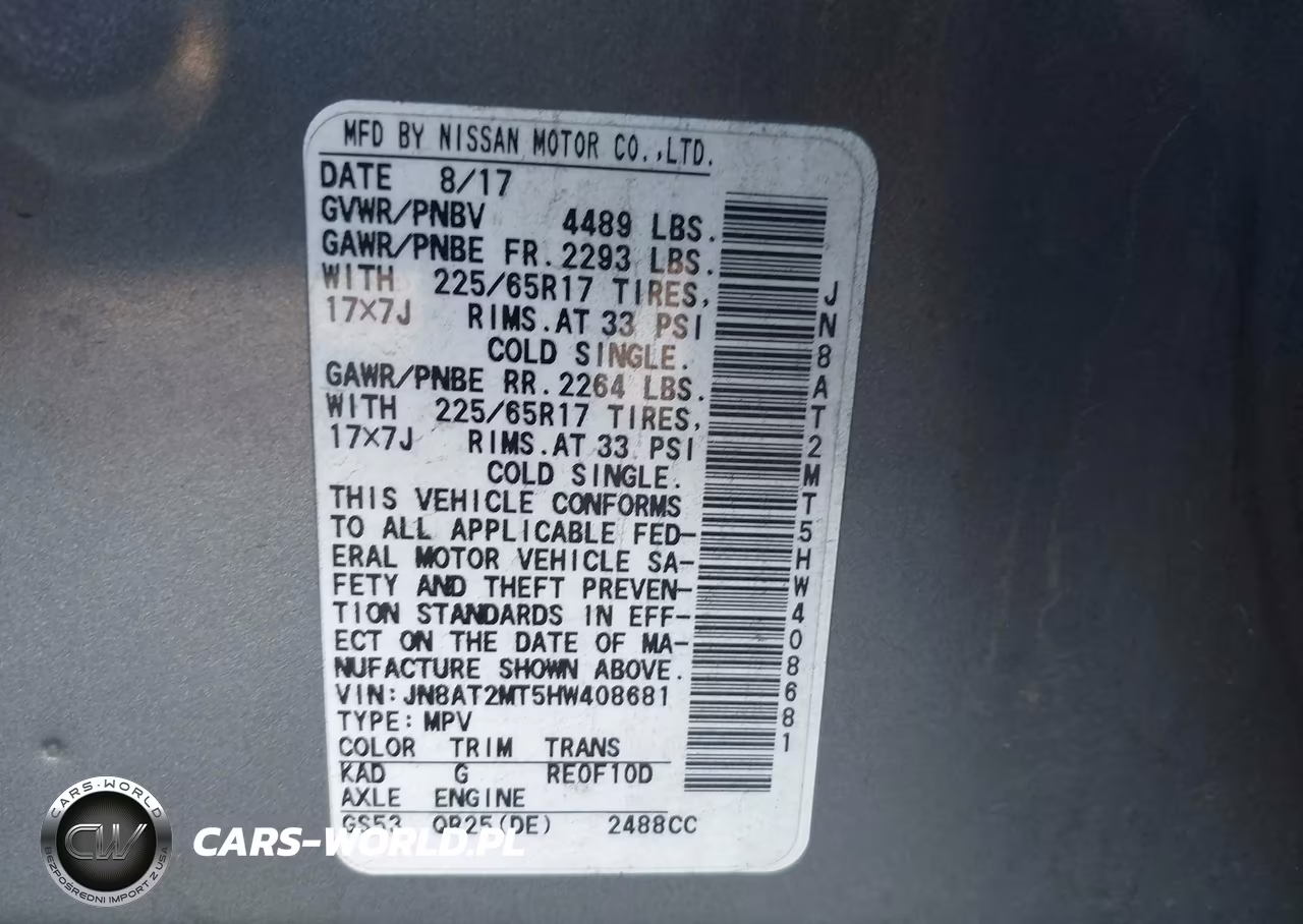 2017 Nissan Rogue S VIN:JN8AT2MT5HW408681 - 9