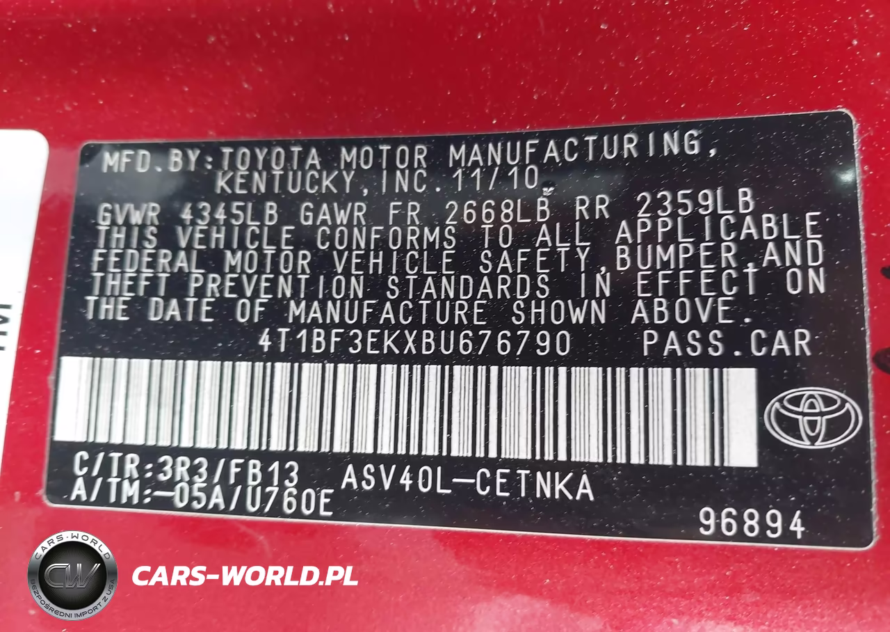 2011 Toyota Camry Le VIN:4T1BF3EKXBU676790 - 9