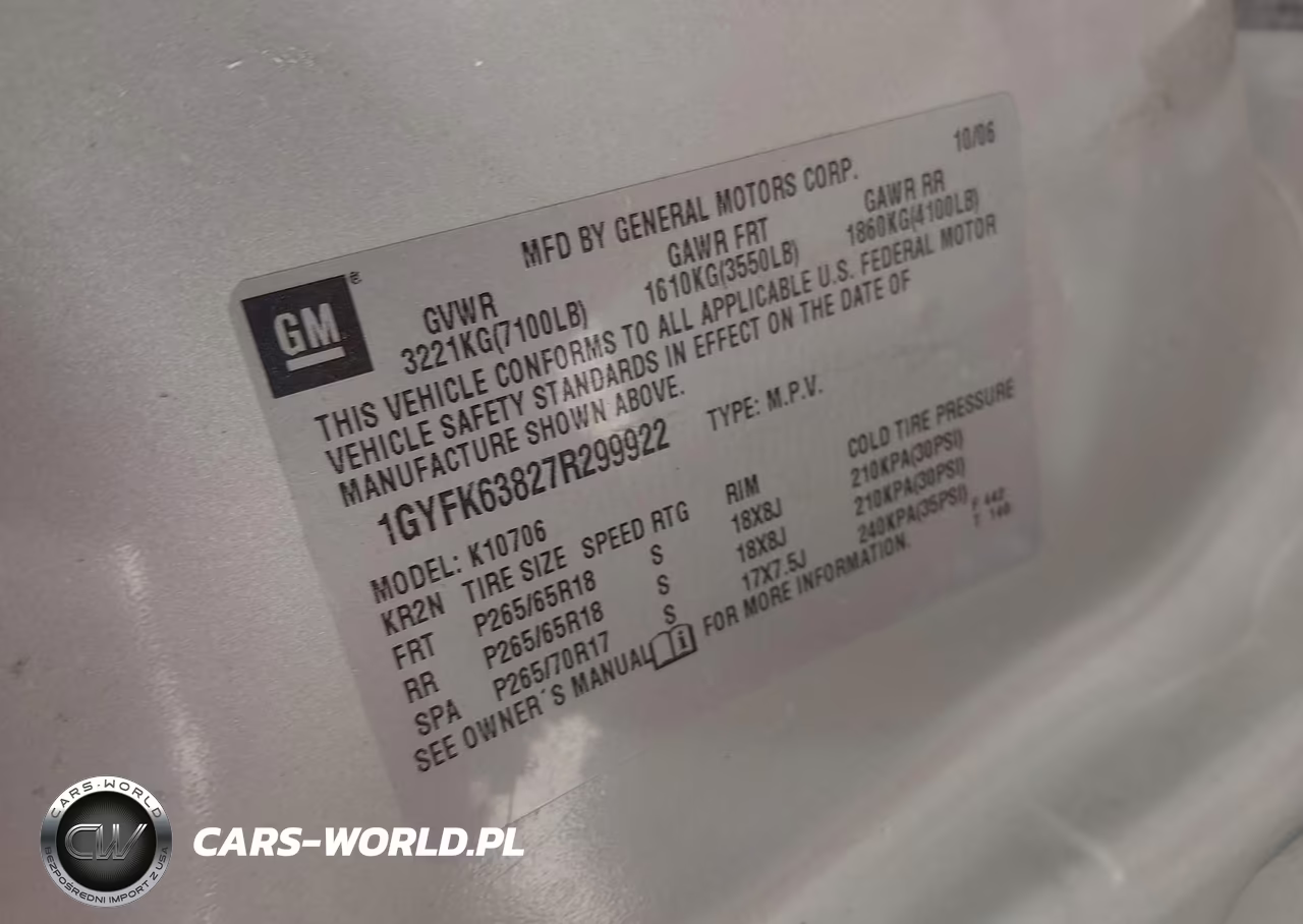 2007 Cadillac Escalade VIN:1GYFK63827R299922 - 9