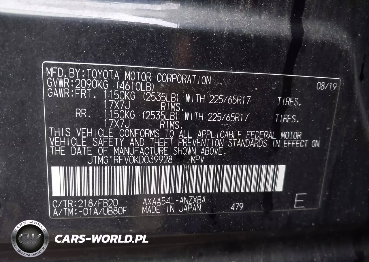2019 Toyota Rav4 Le VIN:JTMG1RFV0KD039928 - 9