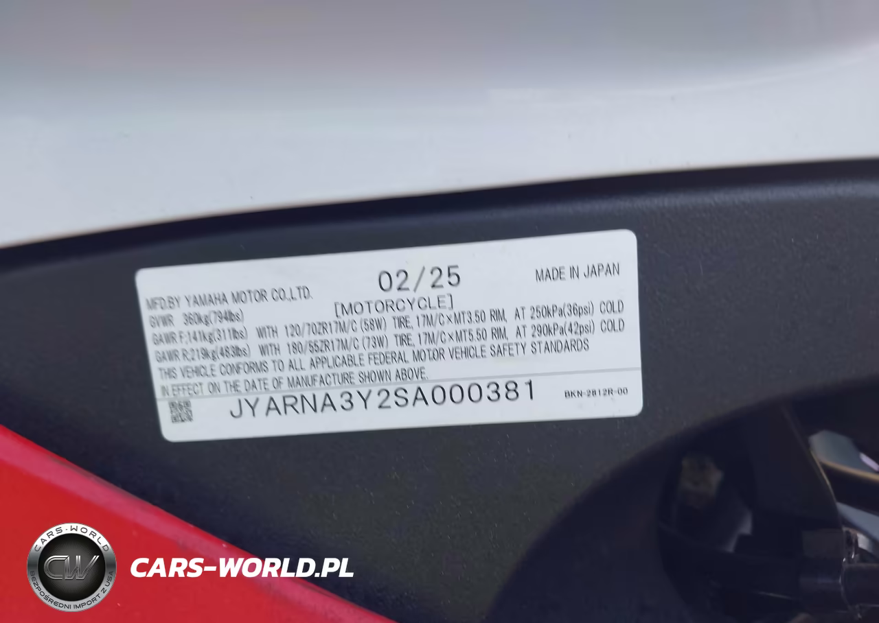 2025 Yamaha Yzf890 C VIN:JYARNA3Y2SA000381 - 10