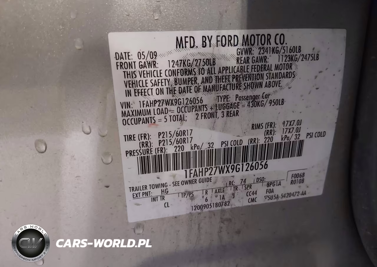 2009 Ford Taurus Sel VIN:1FAHP27WX9G126056 - 9