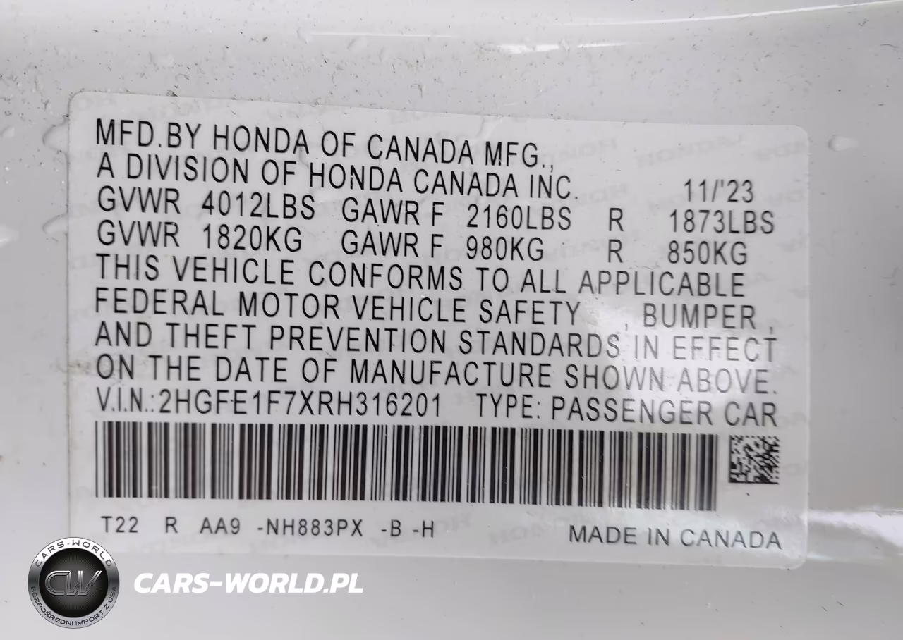 2024 Honda Civic Ex VIN:2HGFE1F7XRH316201 - 9