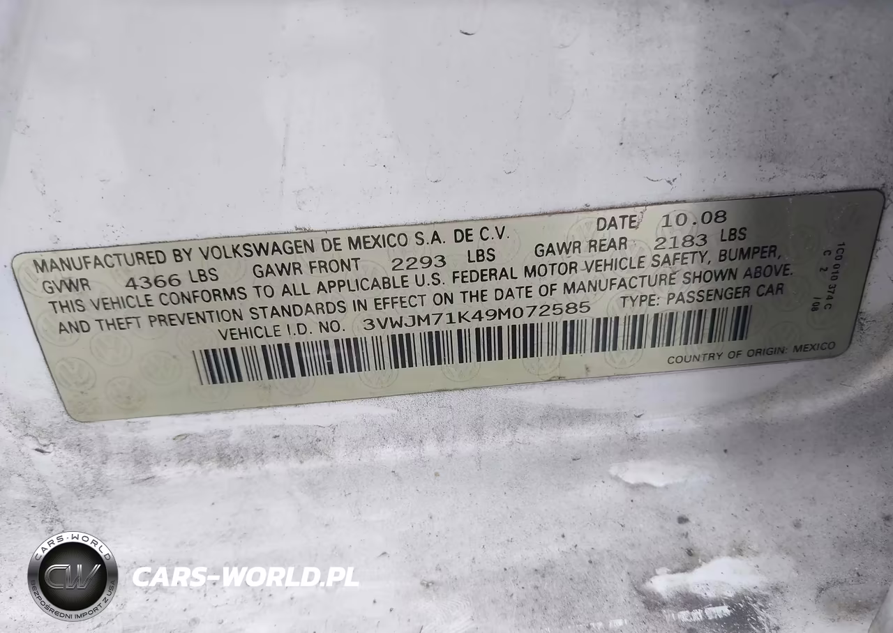 2009 Volkswagen Jetta S VIN:3VWJM71K49M072585 - 9