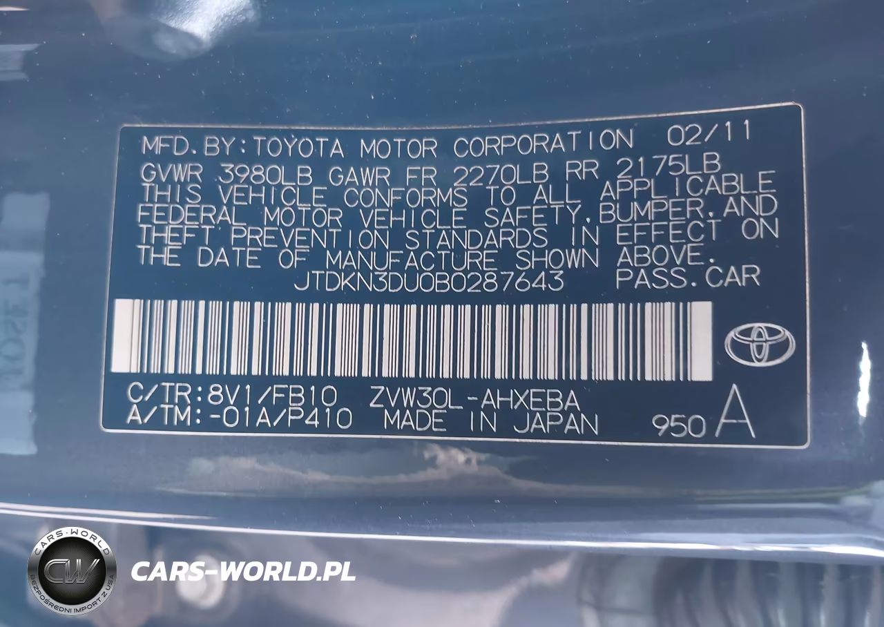 2011 Toyota Prius Two VIN:JTDKN3DU0B0287643 - 9